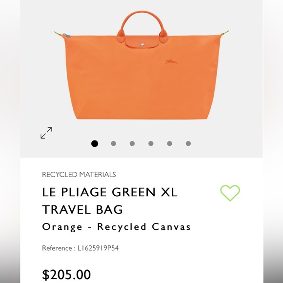 Longchamp Le Pliage Tote Bag, M Top Handle Orange Handbag New Retail $205 - Picture 16 of 16